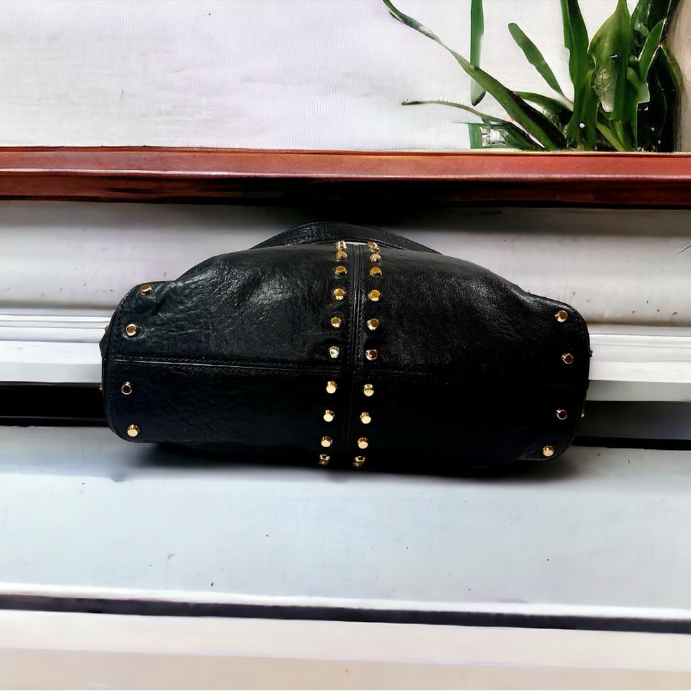 Michael Kors Vintage Black Leather With Gold Studs and Chain Crossbody EVC - Picture 6 of 15
